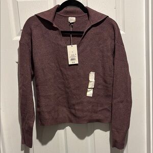 a new day Mauve/Purple V-Neck Collared Sweater